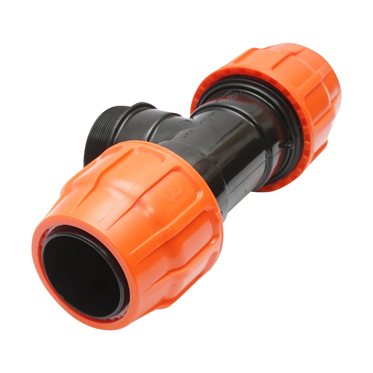 Teu egal compresiune Layflat cu filet exterior D3x3x3 toll PN6 pentru sisteme irigatii